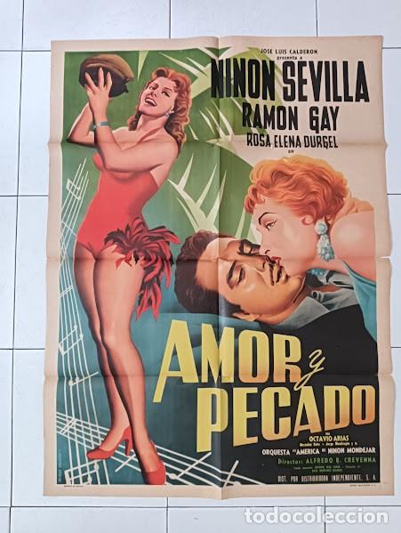 Cine: VKD 2266 AMOR Y PECADO NINON SEVILLA POSTER ORIGINAL 70X94 MEJICANO