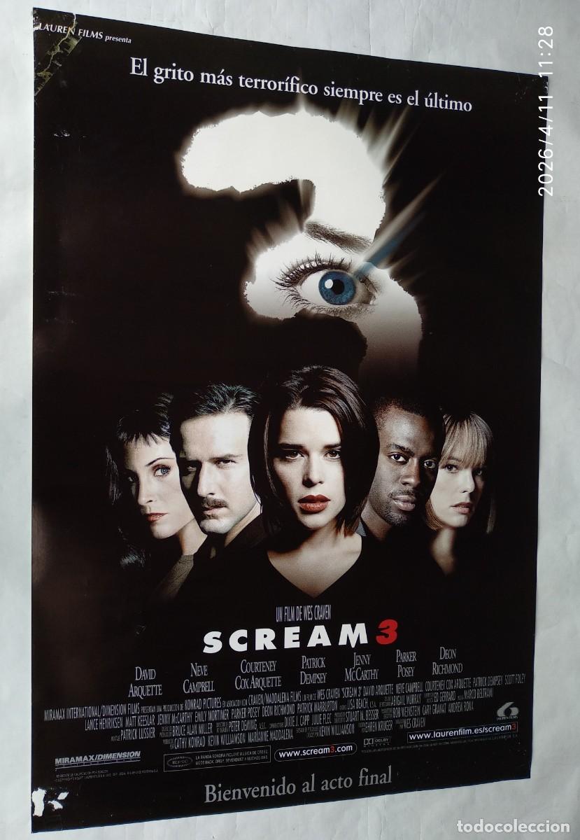 Cine: SCREAM 3, con Neve Campbell. P&Oacute;STER 67,5 X 98 cms.