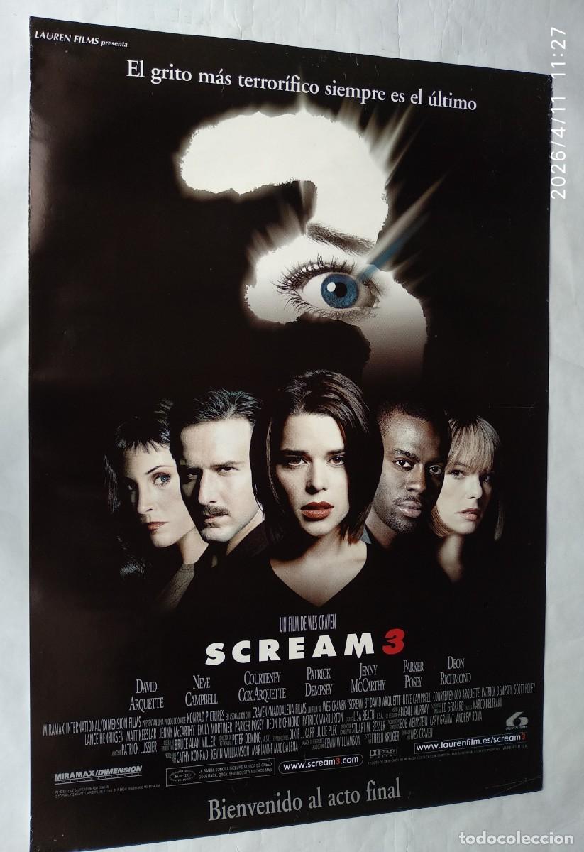 Cin&eacute;ma: SCREAM 3, con Neve Campbell. P&Oacute;STER 67,5 X 98 cms.