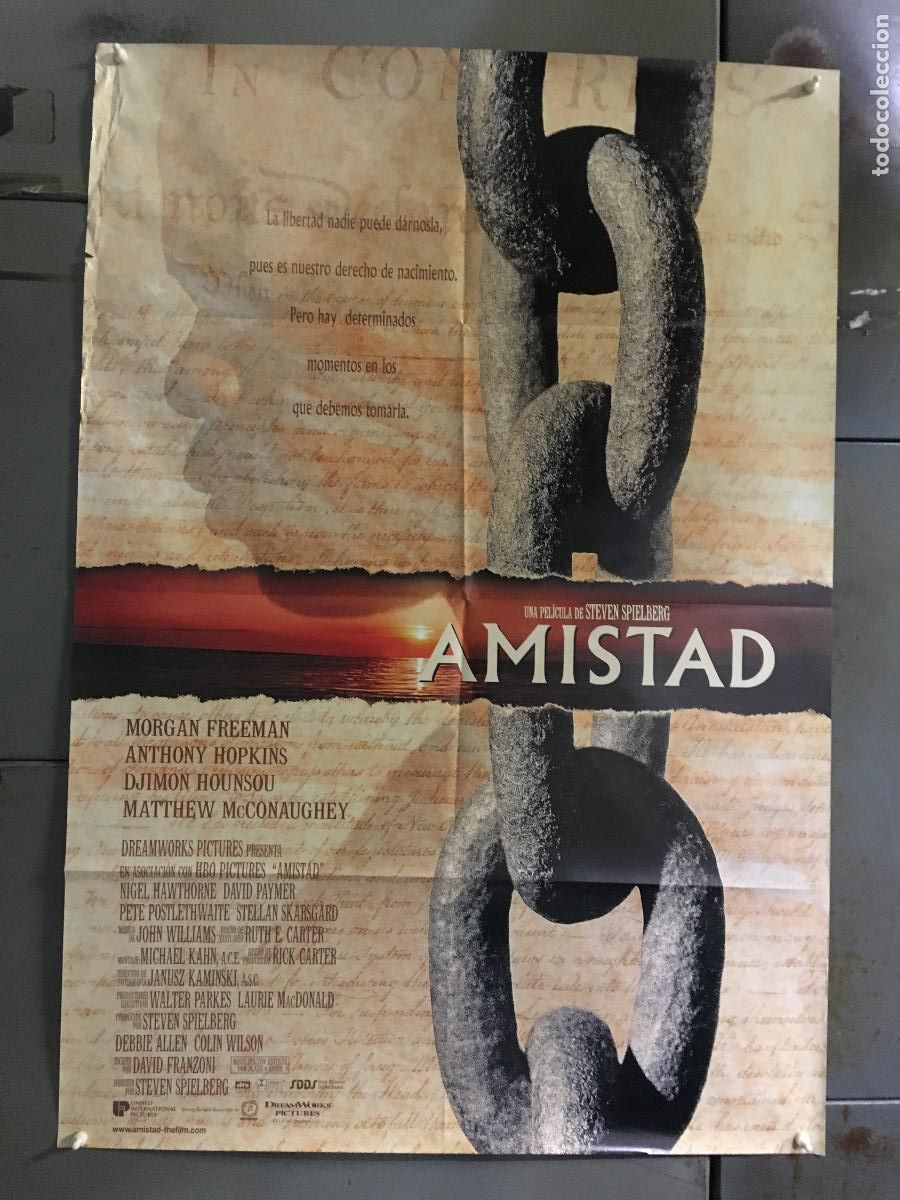 Cine: AFH41 AMISTAD STEVEN SPIELBERG ANTHONY HOPKINS POSTER ORIGINAL 70X100 ESTRENO h0