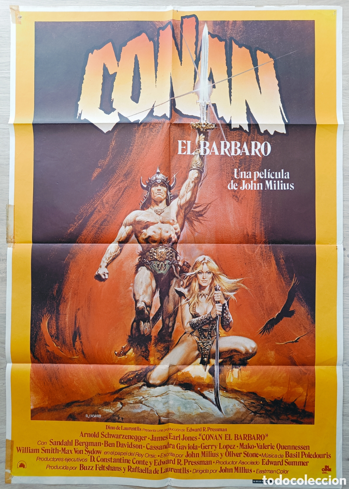 Cine: CARTEL CINE CONAN EL BARBARO JOHN MILIUS ARNOLD SCHWARZENEGGER R. CASARO 1982 C752