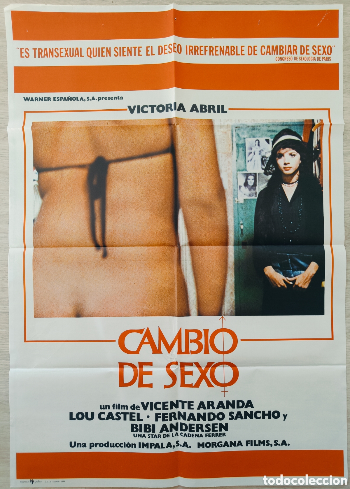 Cine: CARTEL CINE CAMBIO DE SEXO VICTORIA ABRIL BIBI ANDERSEN 1977 C655