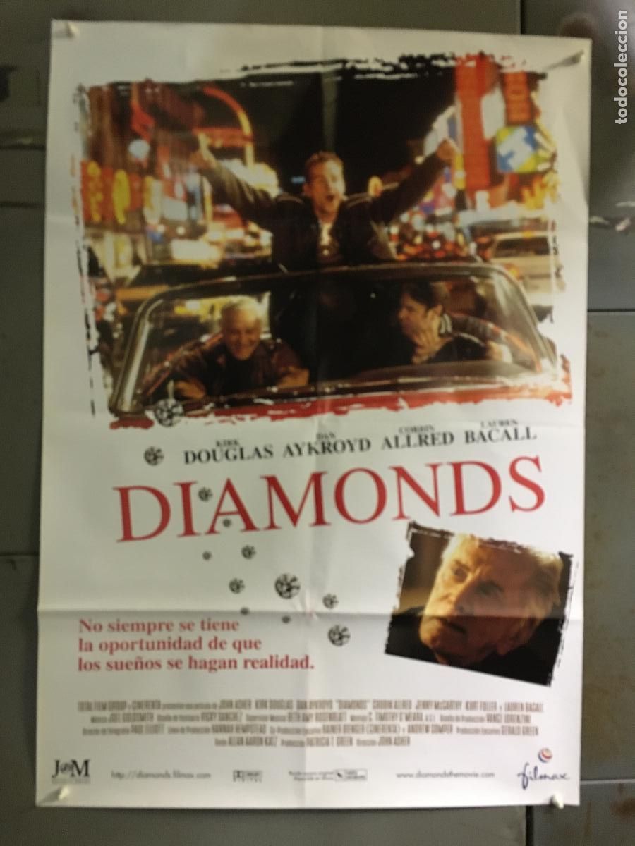 Cine: AFH52 DIAMONDS KIRK DOUGLAS DAN AYKROYD LAUREN BACALL POSTER ORIGINAL 70x100 ESTRENO h0