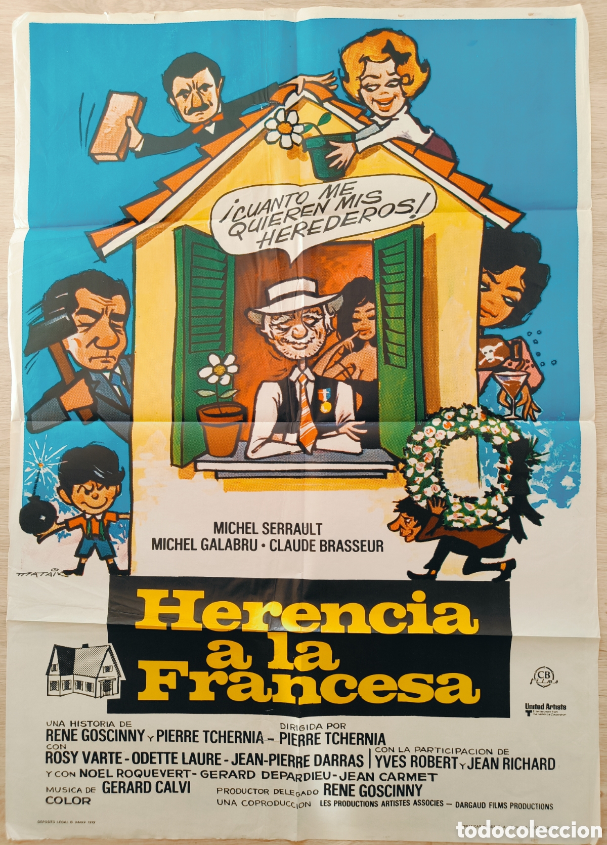 Cine: CARTEL CINE HERENCIA A LA FRANCESA MICHEL SERRAUT 1972 C41