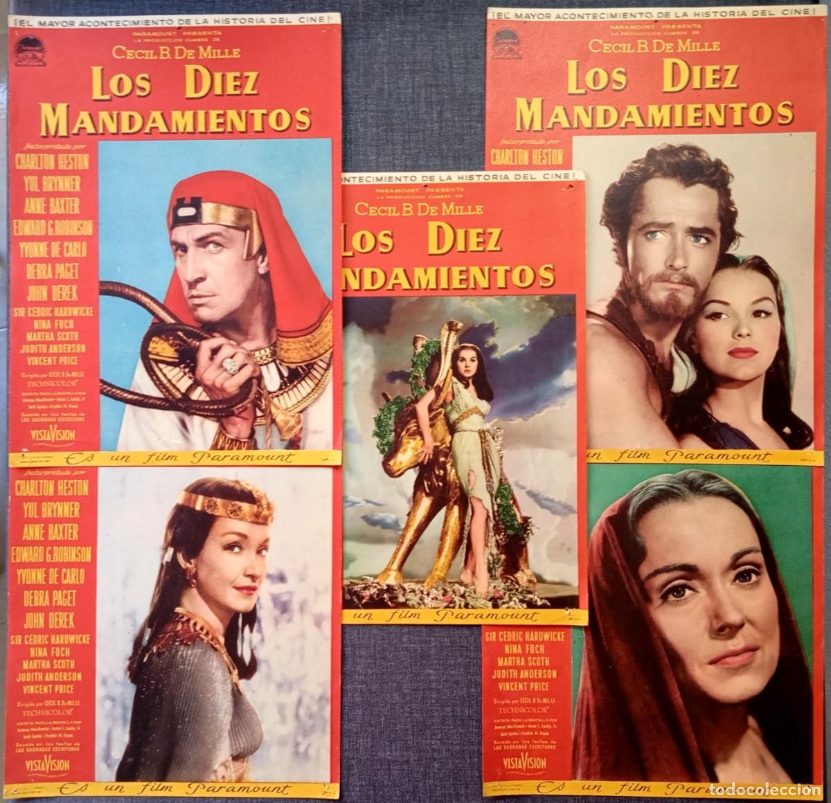 Cine: ⚜️ &Ntilde;02C. Lote 5 Carteles Originales Los Diez Mandamientos 1956 Paramount Cine Antiguo &Eacute;poca