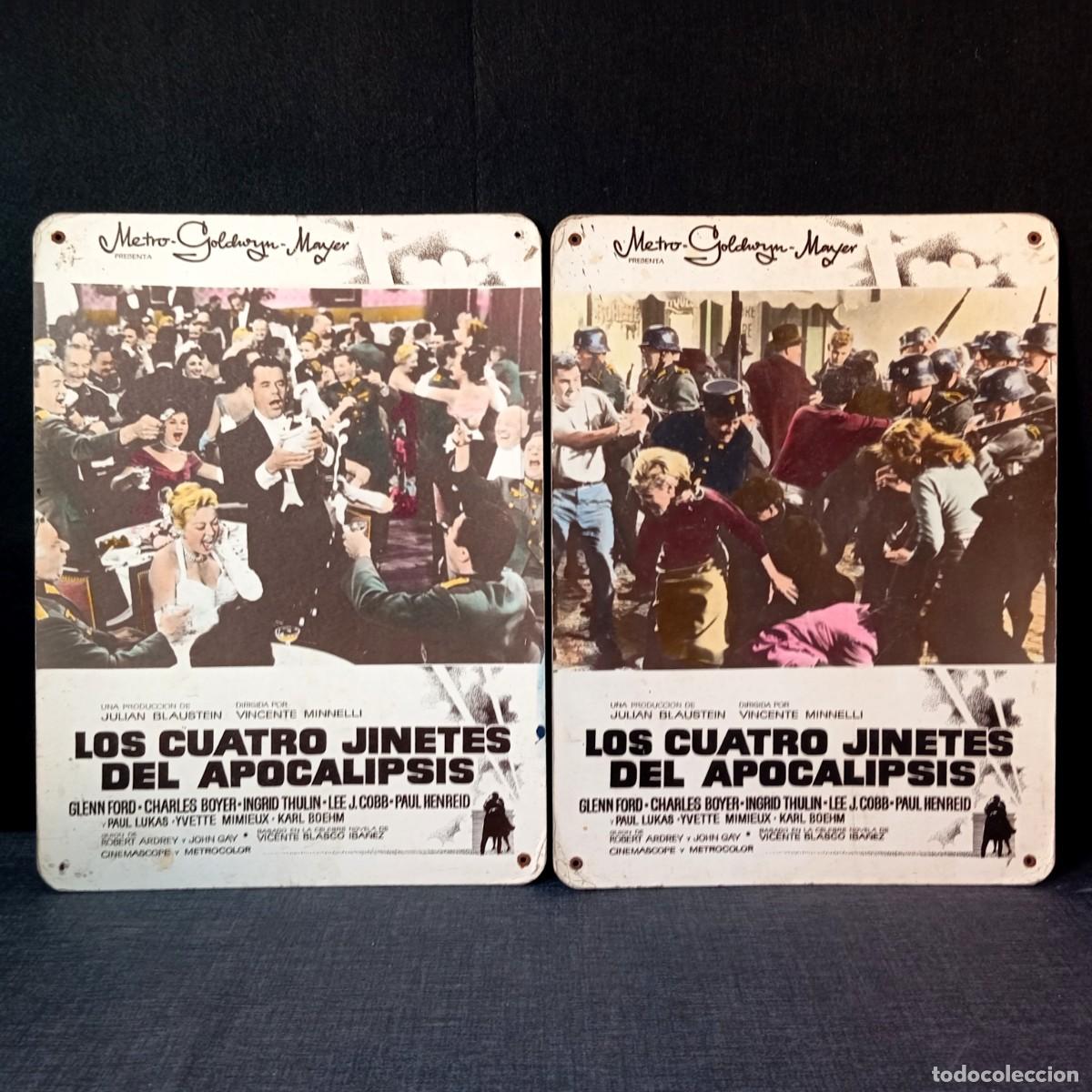 Cine: ⚜️ &Ntilde;02C. Lote 2 Carteles Tarjet&oacute;n Cart&oacute;n Cine Los Cuatro Jinetes Del Apocalipsis 1962 Original MGM