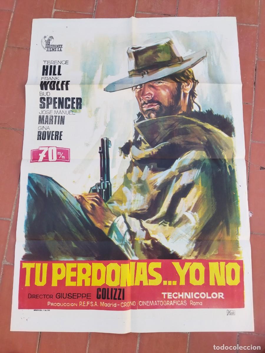 Cine: cartel de cine 70x 100 aprox movie poster TU PERDONAS YO NO terence hill bud spencer 1968