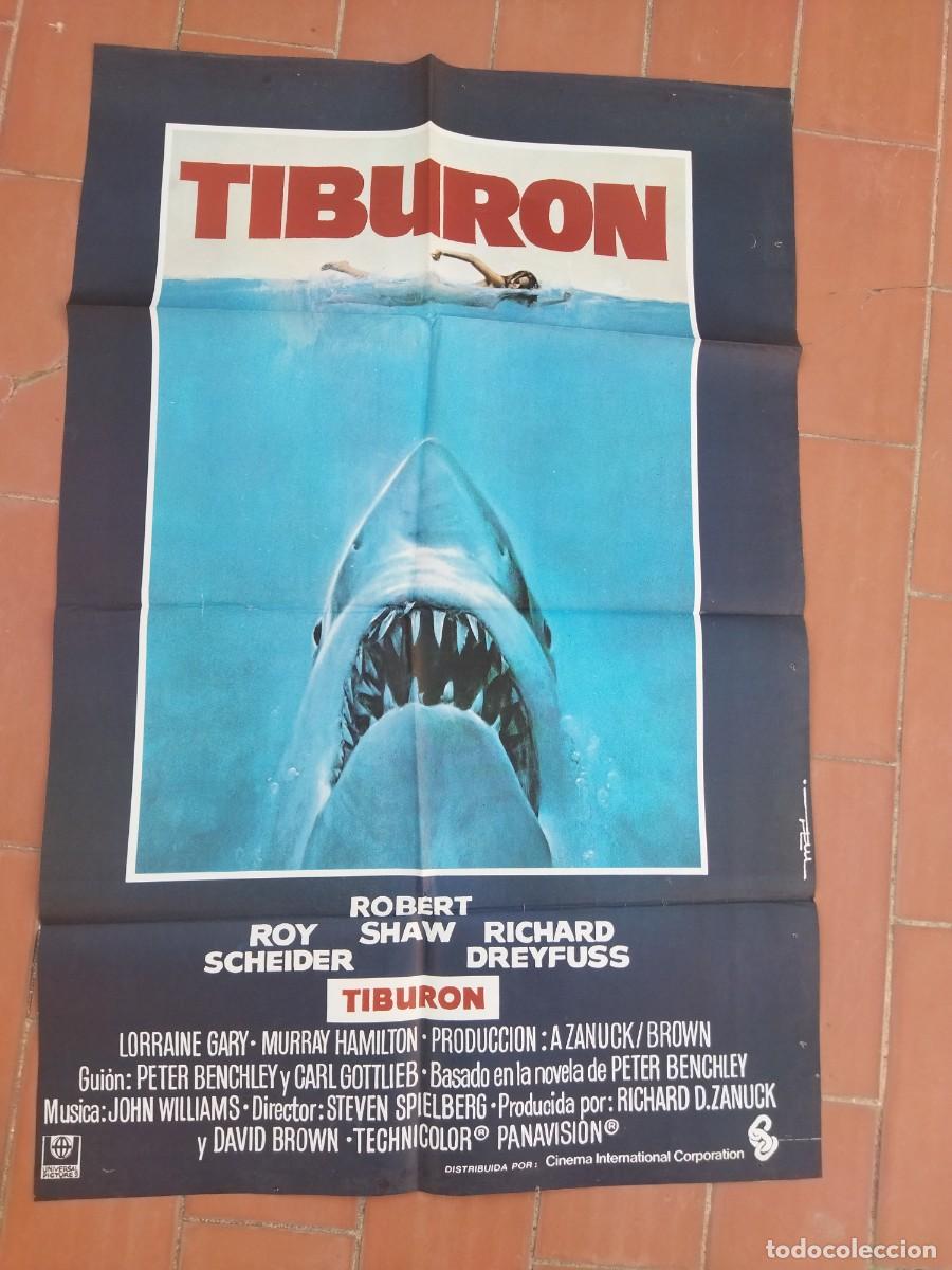 Cine: cartel de cine 70x 100 aprox movie poster TIBURON steven spielberg robert shaw roy scheider