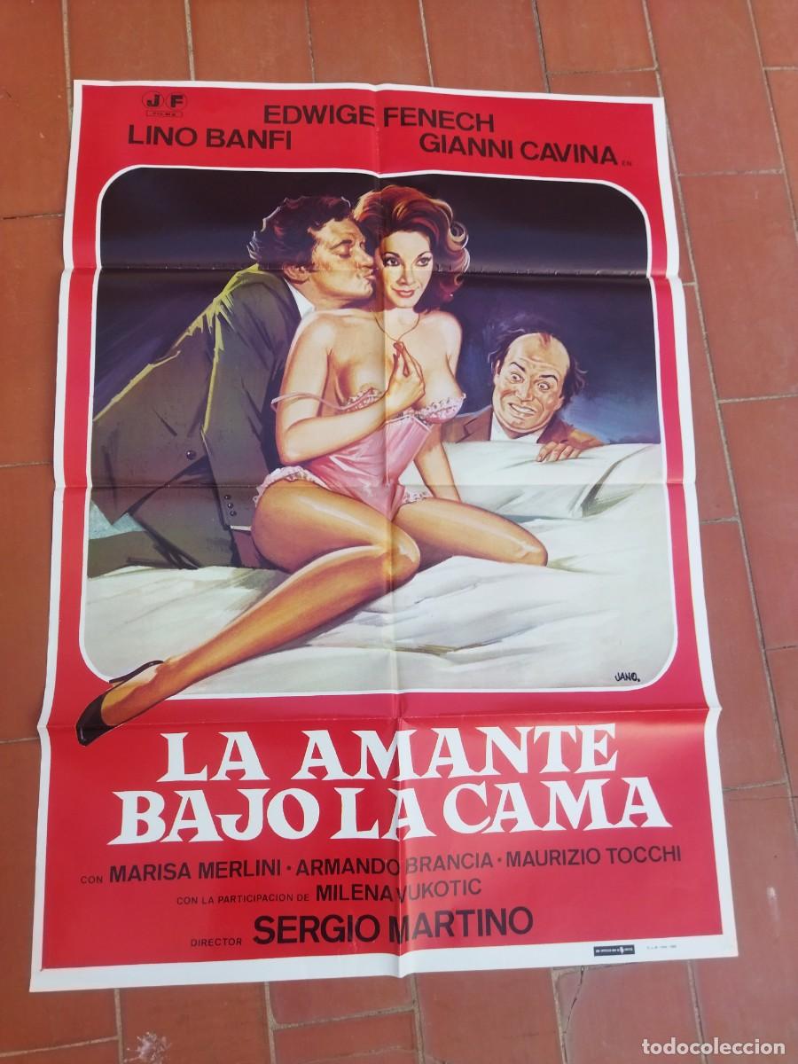 Cine: cartel de cine 70x 100 aprox movie poster LA AMANTE BAJO LA CAMA edwige fenech sergio martino