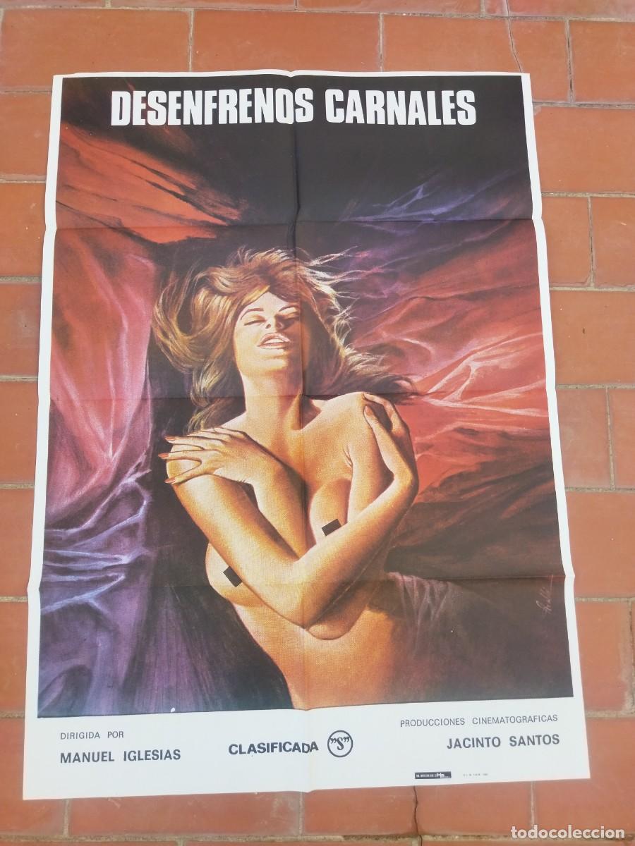 Cine: cartel de cine 70x 100 aprox movie poster DESEFRENOS CARNALES manuel iglesias