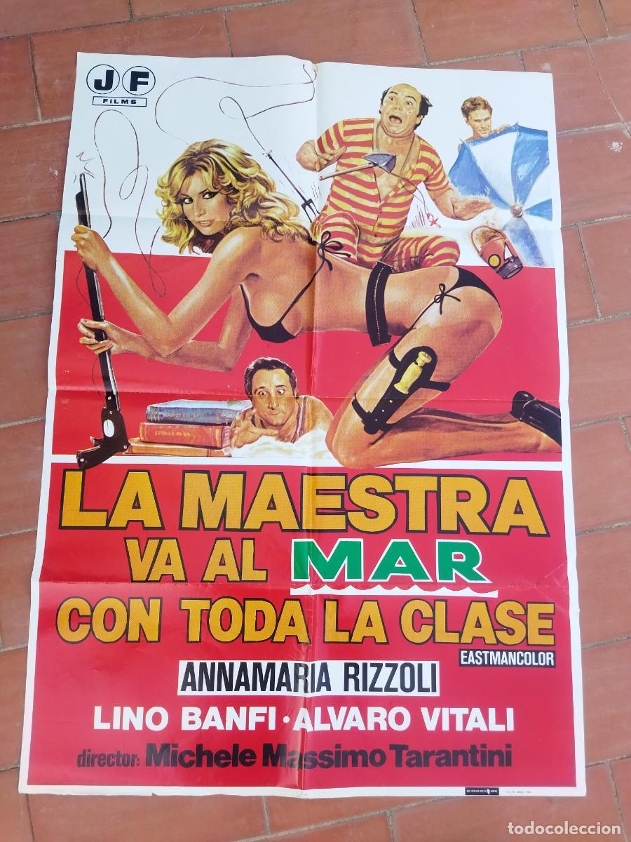 Cine: cartel de cine 70x 100 aprox movie poster LA MAESTRA VA AL MAR CON TODA LA CLASE annamaria rizzoli