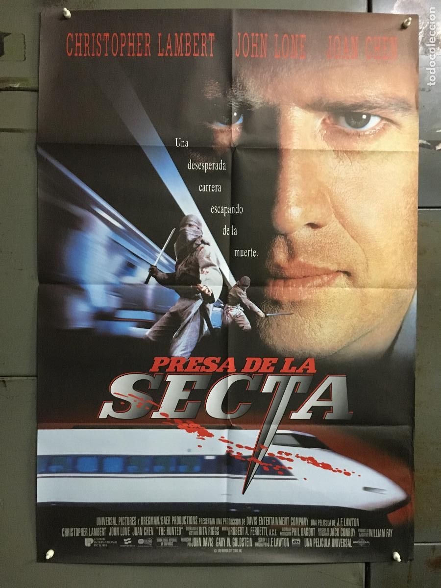 Cine: AFH78 PRESA DE LA SECTA CHRISTOPHER LAMBERT JOAN CHEN ARTES MARCIALES POSTER ORIG 70X100 ESTRENO h0