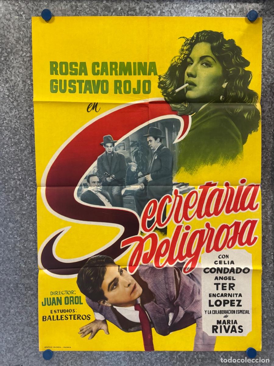 Cine: Secretaria peligrosa, Rosa Carmina, Gustavo Rojo, POSTER ORIGINAL