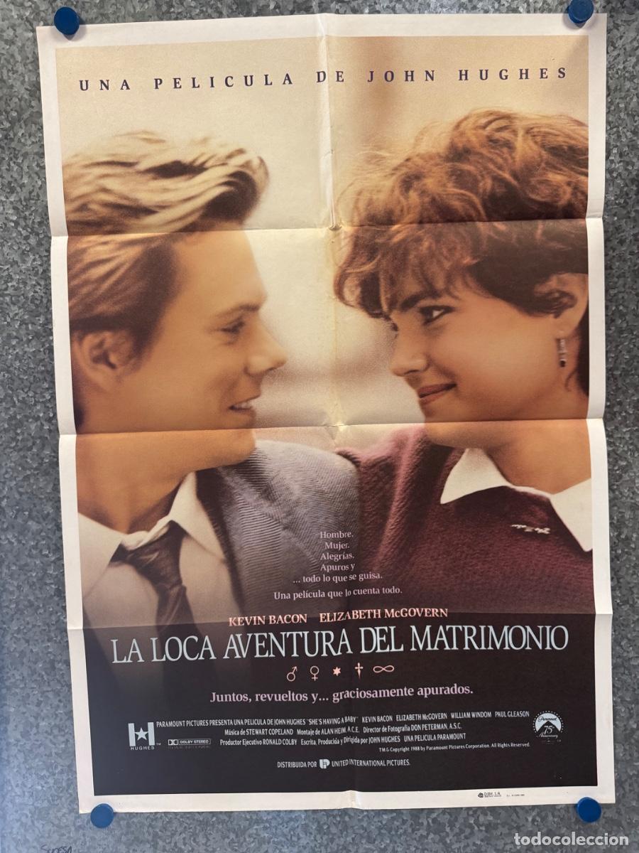 Cine: La loca aventura del matrimonio, Kevin Bacon, Elizabeth McGovern, A&ntilde;o 1988, POSTER ORIGINAL