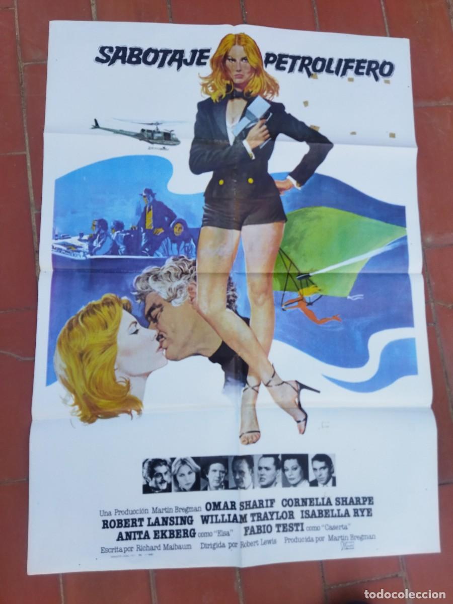 Cine: cartel de cine 70x99 apro movie poster SABOTAJE PETROLIFERO omar sharif robert lewis cornelia sharpe