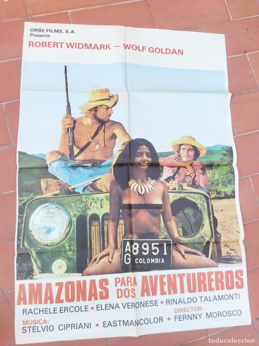 Cinema: cartel de cine 70x 100 aprox movie poster AMAZONAS PARA DOS AVENTUREROS robert widmark