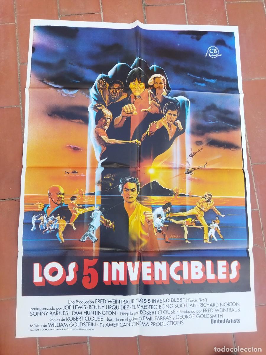 Cine: cartel de cine 70x 100 aprox movie poster LOS 5 INVENCIBLES force five robert clouse joe lewis