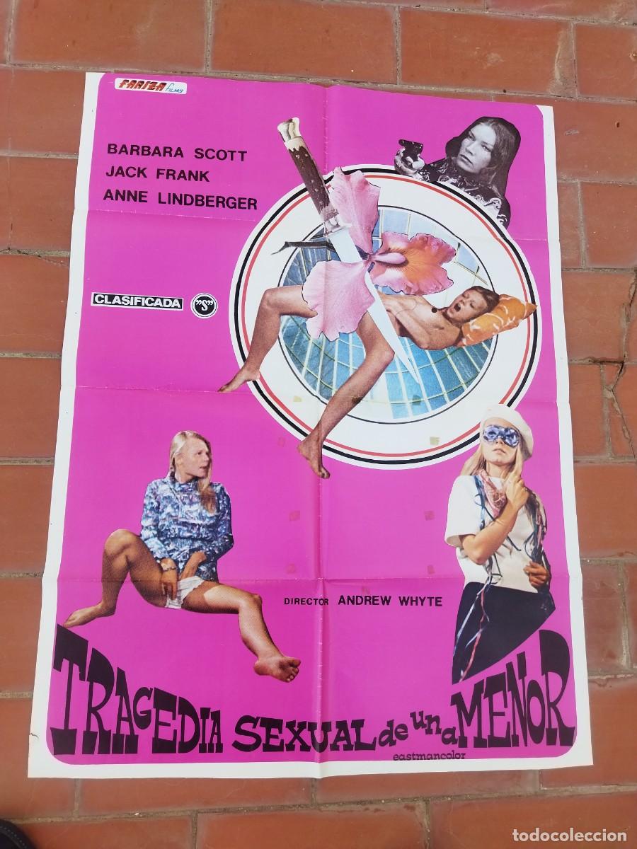 Cine: cartel de cine 70x 100 aprox movie poster TRAGEDIA SEXUAL DE UNA MENOR barbara scott andrew whyte