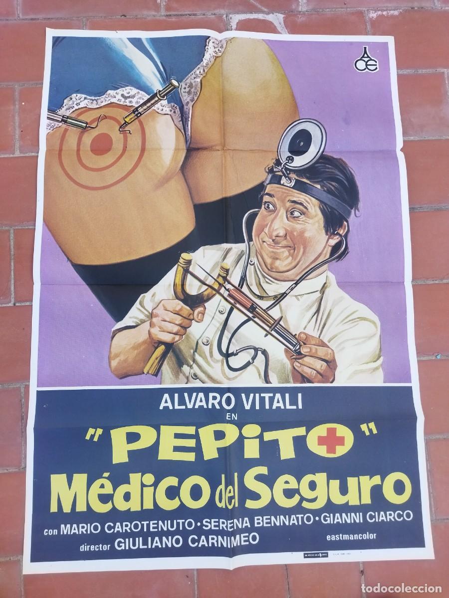 Cine: cartel de cine 70x 100 aprox movie poster PEPITO MEDICO DEL SEGURO alvaro vitali giuliano carnimeo