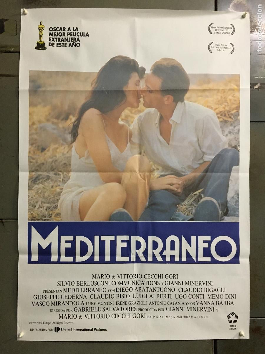 Cine: AFI02 MEDITERRANEO GABRIELE SALVATORES DIEGO ABATANTUONO POSTER ORIGINAL 70X100 ESTRENO h5