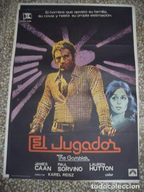 Cine: P&oacute;ster original de cine 70x100xm EL JUGADOR. JAMES CAAN, PAUL SORVINO, LAUREN HUTTON. A&Ntilde;O 1976.