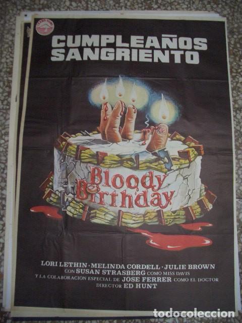 Cine: P&oacute;ster original de cine 70x100xm Cumplea&ntilde;os sangriento, Ed Hunt, Lori Lethin, Jose Ferrer, Julie Bro
