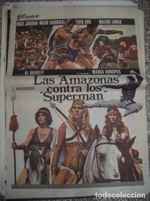 Cine: P&oacute;ster original de cine 70x100xm de LAS AMAZONAS CONTRA LOS SUPERMAN 1975