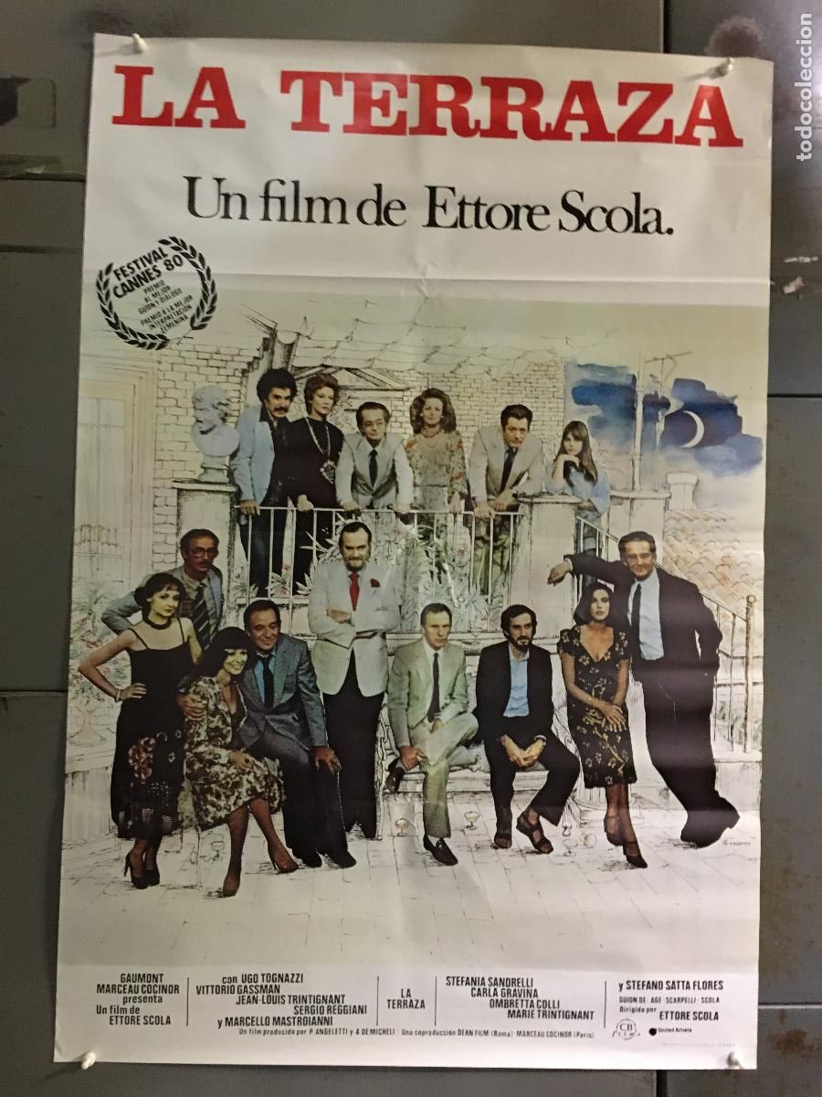 Cine: AFI04 LA TERRAZA ETTORE SCOLA UGO TOGNAZZI VITTORIO GASSMAN POSTER ORIGINAL ESTRENO 70X100 h9