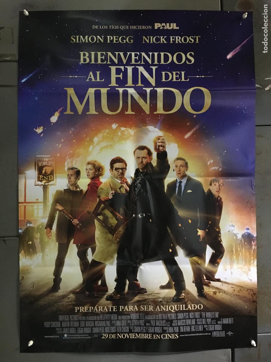 Cine: AFI13 BIENVENIDOS AL FIN DEL MUNDO SIMON PEGG NICK FROST POSTER ORIGINAL 70X100 ESTRENO h4