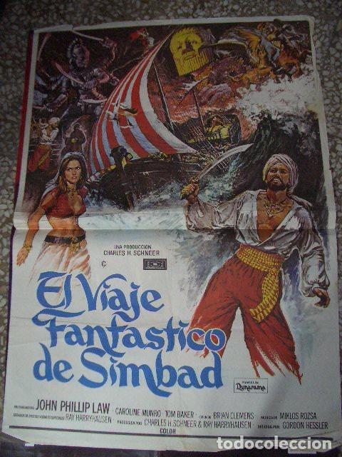 Cine: P&oacute;ster original de cine 70x100xm EL VIAJE FANT&Aacute;STICO DE SIMBAD. Cartel original 1975