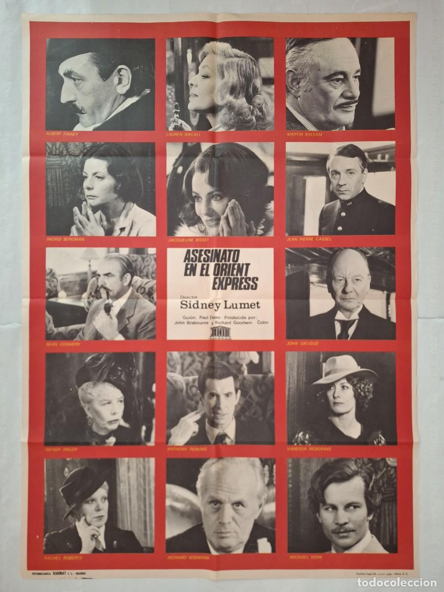 Cine: ANTIGUO CARTEL CINE ASESINATO EN EL ORIENT EXPRESS AGATHA CHRISTIE FINNEY CONNERY A&Ntilde;O 1974 RV P-1932
