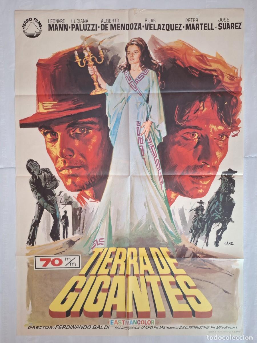 Cine: ANTIGUO CARTEL CINE TIERRA DE GIGANTES LEONARD MANN PILAR VELAZQUEZ SPAGHETTI JANO 1969 RV P-1937