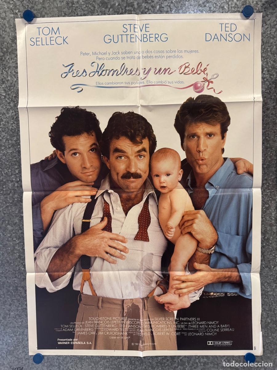 Cine: Tres hombres y un bebe, Tom Selleck, Ted Danson, A&ntilde;o 1987, POSTER ORIGINAL