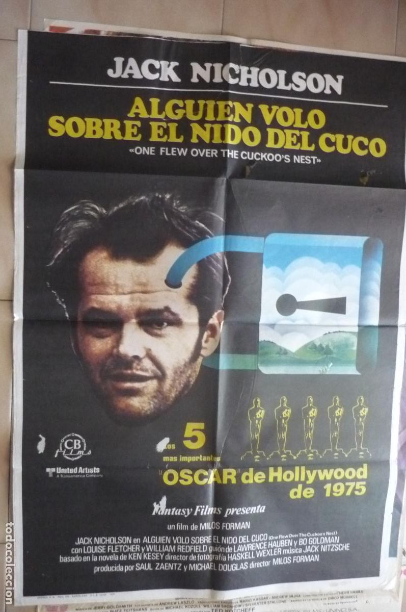 Cine: cartel cine 1 x 7o alguien volo sobre el nido del cuco .-jack nicholson