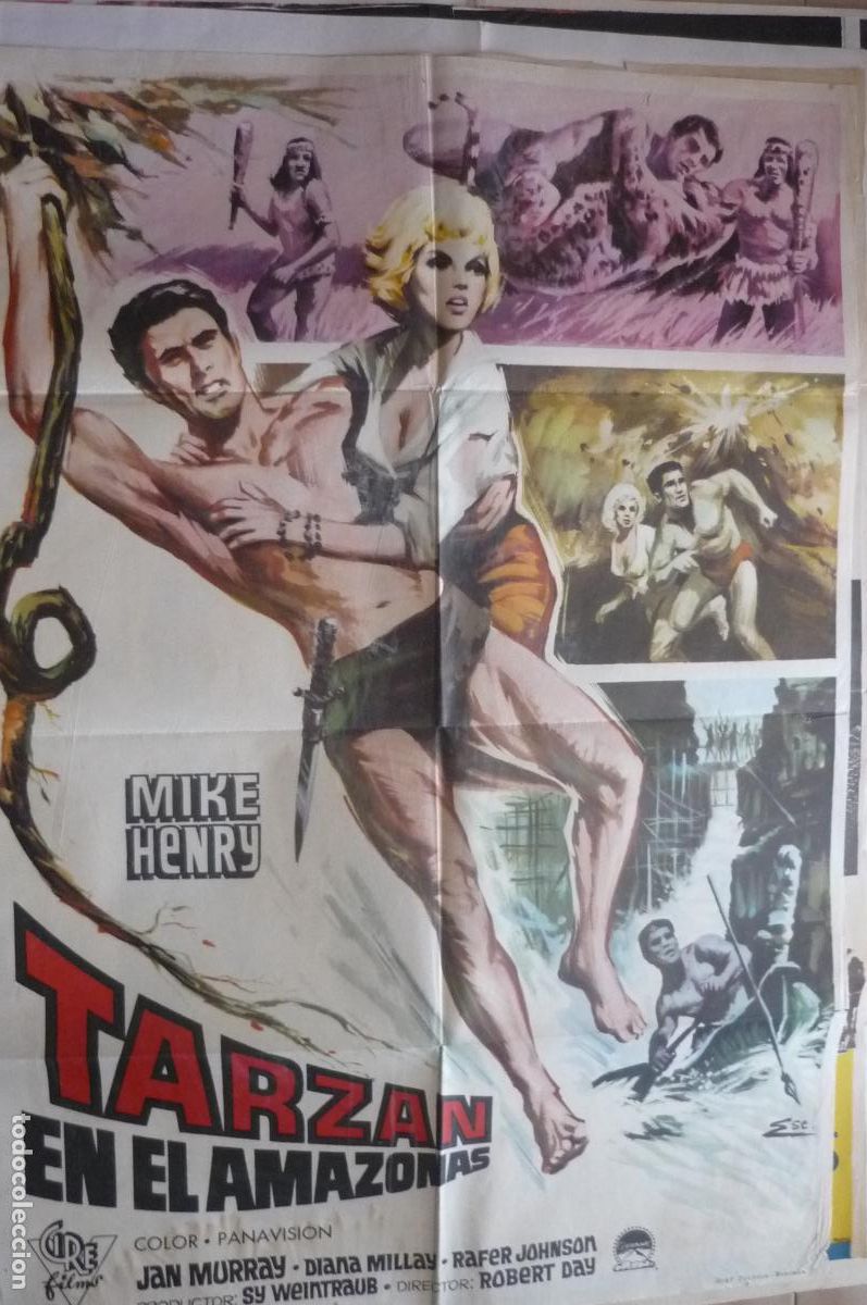 Cine: cartel cine 1 x 7o tarzan en el amazonas mike henry