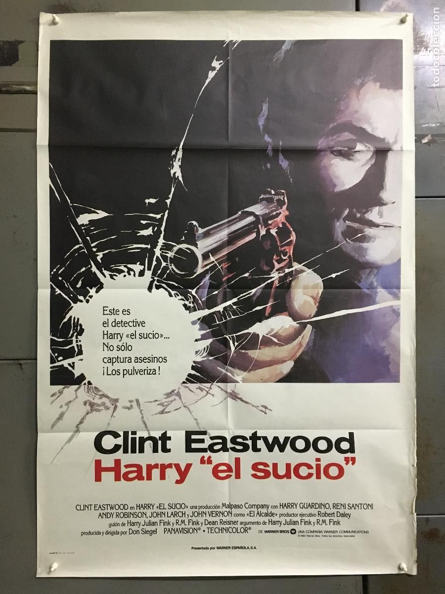 Cine: AFI32 HARRY EL SUCIO DIRTY HARRY CLINT EASTWOOD DON SIEGEL POSTER ORIGINAL 70X100 ESPA&Ntilde;OL R-84 h0