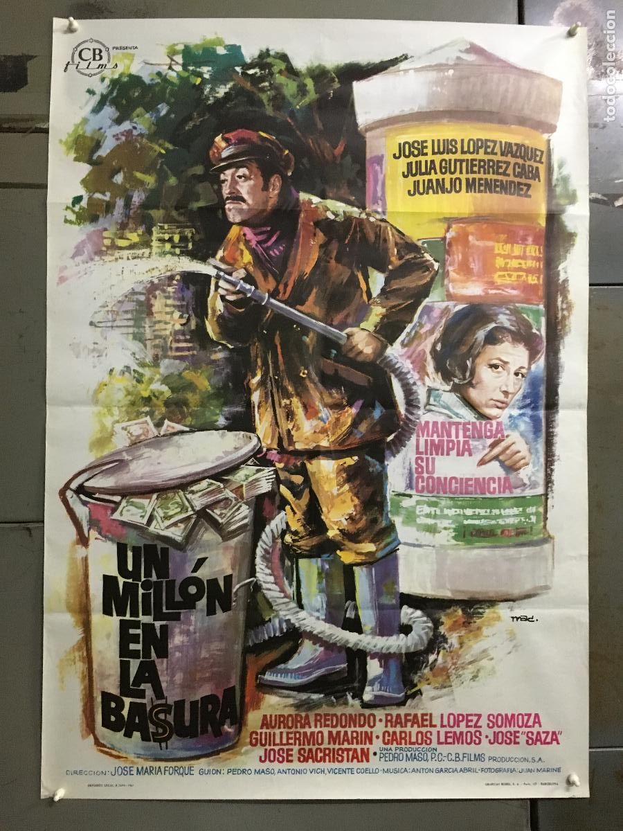 Cine: AFI38 UN MILLON EN LA BASURA LOPEZ VAZQUEZ JULIA GUTIERREZ CABA FORQUE POSTER ORIG 70X100 ESTRENO h5