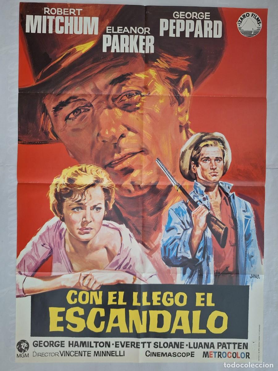 Cine: ANTIGUO CARTEL CINE CON EL LLEGO EL ESCANDALO MITCHUM ELEANOR PARKER PEPPARD JANO 1972 RV CC-1957