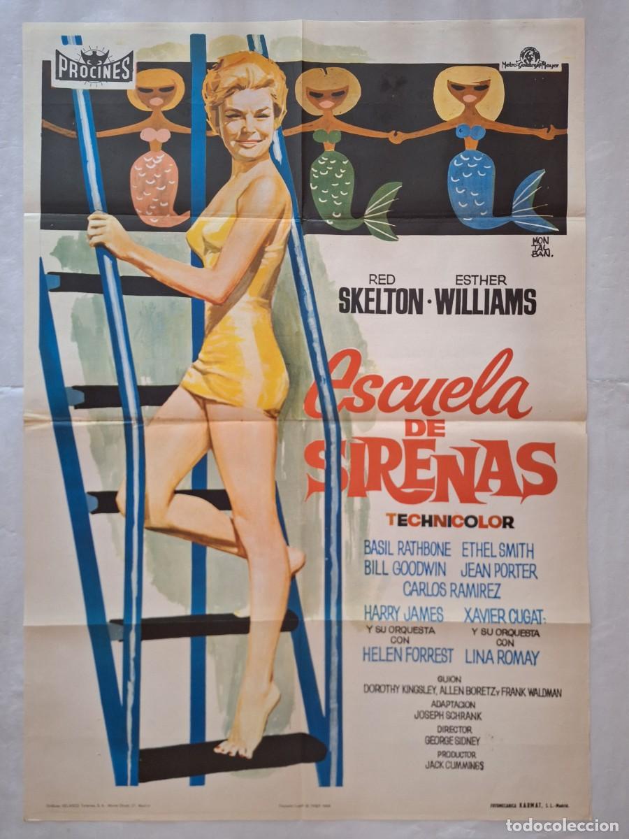 Cine: ANTIGUO CARTEL CINE ESCUELA DE SIRENAS A&Ntilde;O 1966 MONTALBAN RV P-1972
