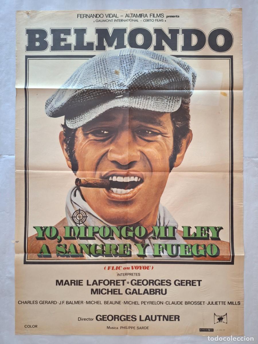 Cine: ANTIGUO CARTEL CINE BELMONDO YO, IMPONGO MI LEY A SANGRE Y FUEGO A&Ntilde;O 1979 RV P-1973