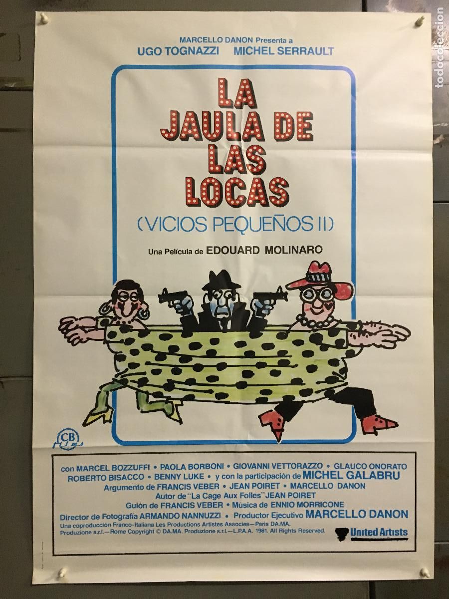 Cine: AFI40 LA JAULA DE LAS LOCAS / VICIOS PEQUE&Ntilde;OS 2 TOGNAZZI POSTER ORIGINAL 70X100 ESTRENO h9