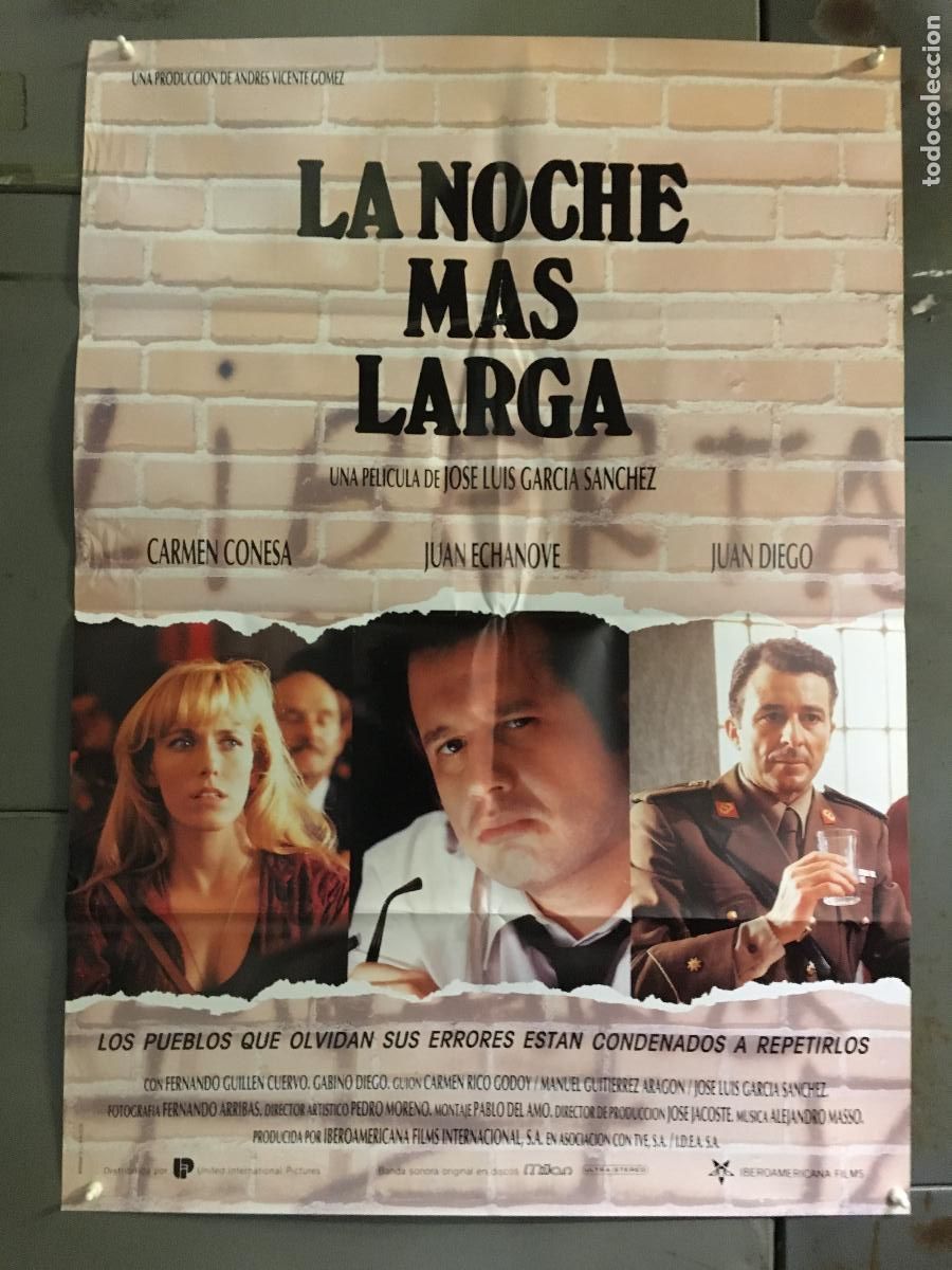 Cinema: AFI50 LA NOCHE MAS LARGA JUAN ECHANOVE CARMEN CONESA JUAN DIEGO POSTER ORIGINAL 70X100 ESTRENO h7