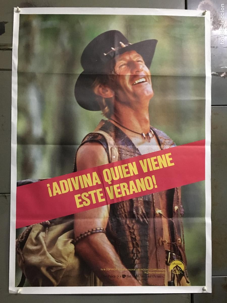 Cine: AFI58 COCODRILO DUNDEE 2 PAUL HOGAN POSTER ORIGINAL 70X100 AVANCE ESTRENO h5