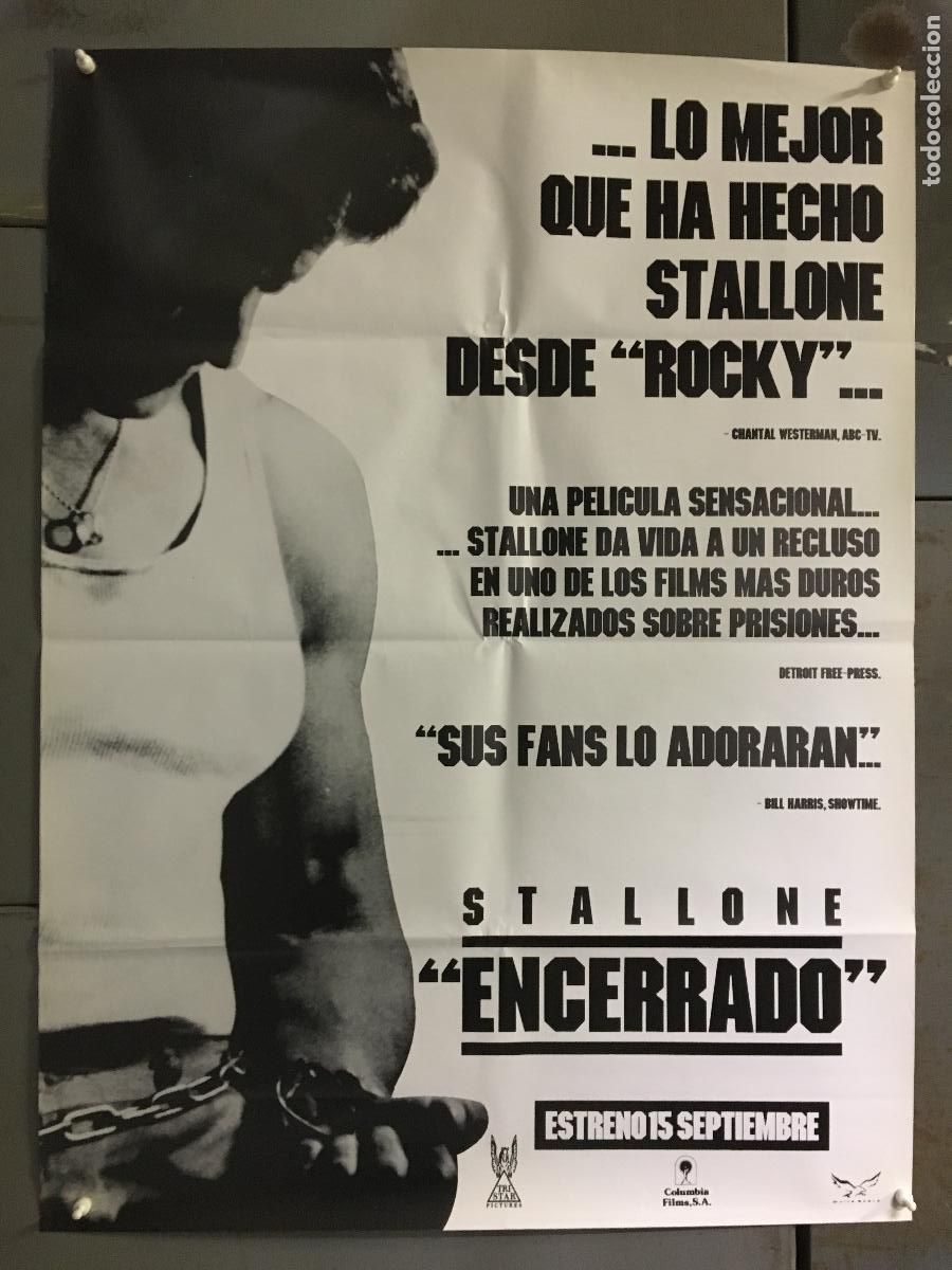 Cine: AFI59 ENCERRADO SYLVESTER STALLONE DONALD SUTHERLAND POSTER ORIGINAL 70X100 AVANCE ESTRENO h6