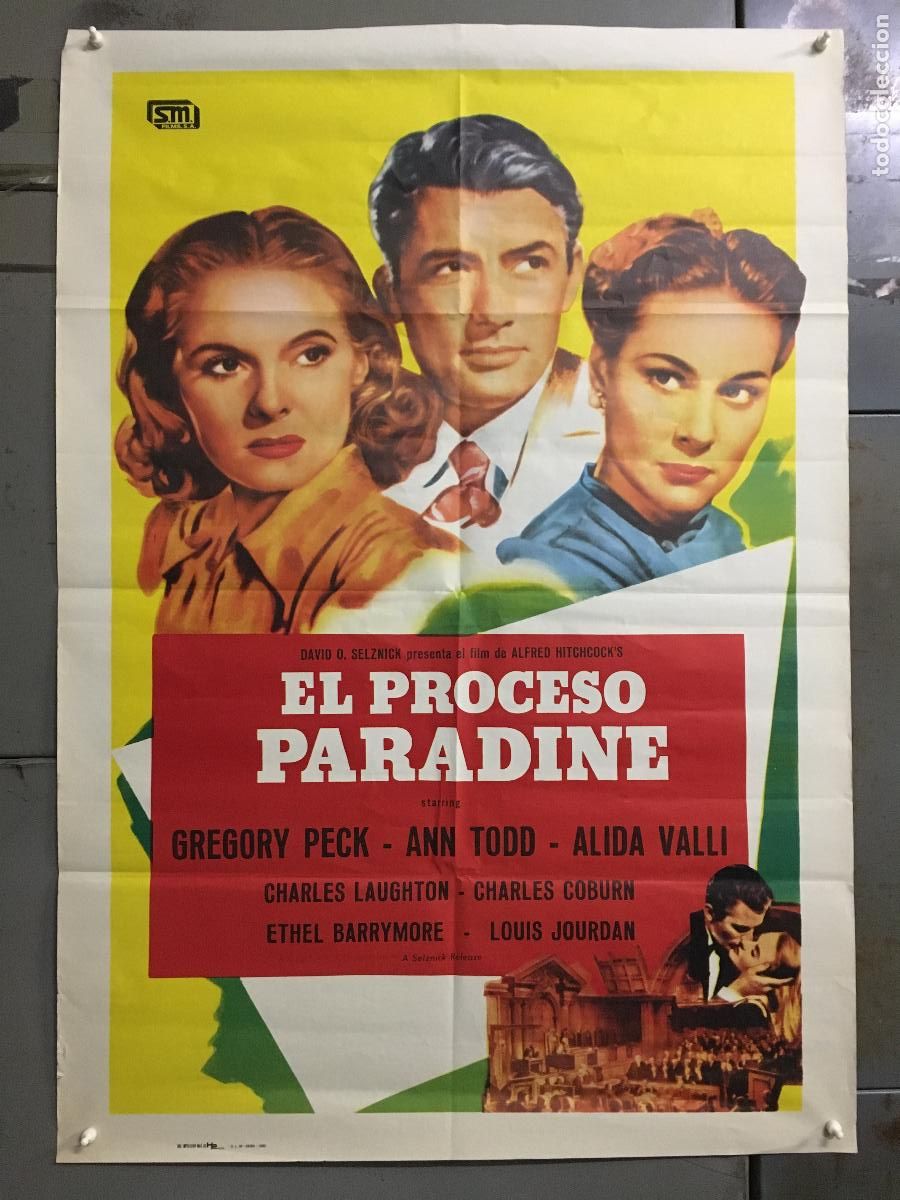 Cine: AFI64 EL PROCESO PARADINE ALFRED HITCHCOCK GREGORY PECK ALIDA VALLI POSTER ORIG 70X100 ESPA&Ntilde;OL R-82
