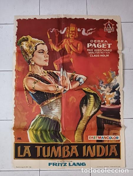 Cine: VKD 2282 LA TUMBA INDIA DEBRA PAGET FRITZ LANG JANO POSTER ORIGINAL 70X100 ESTRENO