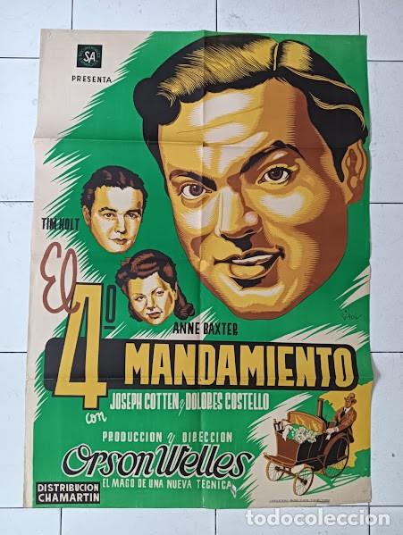 Cine: VKD 2286 EL CUARTO MANDAMIENTO ORSON WELLES ANNE BAXTER POSTER ORIGINAL 70X100 ESTRENO LITOGRAFIA