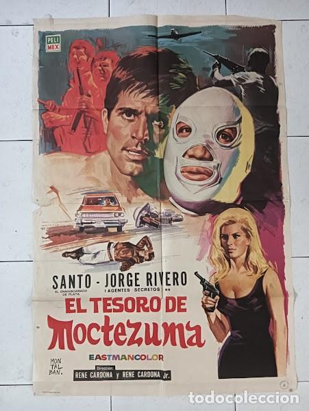 Cine: VKD 2289 SANTO EL TESORO DE MOCTEZUMA enmascarado de plata MONTALBAN POSTER ORIGINAL 70X100 ESTRENO