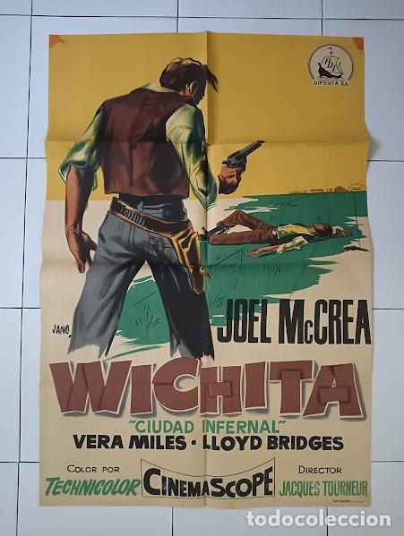 Cine: SMP 2402 WICHITA JOEL MCCREA JACQUES TOURNEUR JANO POSTER ORIGINAL 70X100 ESTRENO LITOGRAFIA
