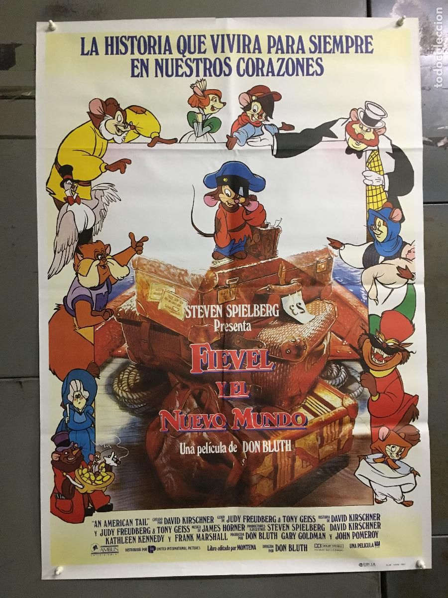 Cine: AFI74 FIEVEL Y EL NUEVO MUNDO DON BLUTH POSTER ORIGINAL 70X100 ESTRENO h7